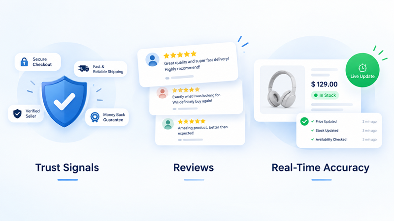 Trust Signals, Reviews, and Real-Time Accuracy